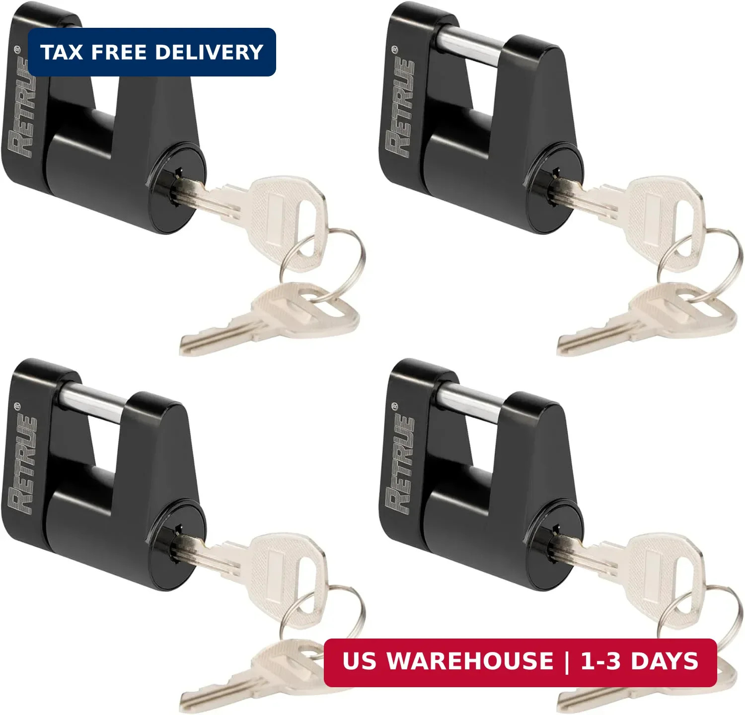RETRUE Trailer Tongue Coupler Lock, Trailer Hitch Lock,Dia 1/4 Inch, 3/4 Inch Sp