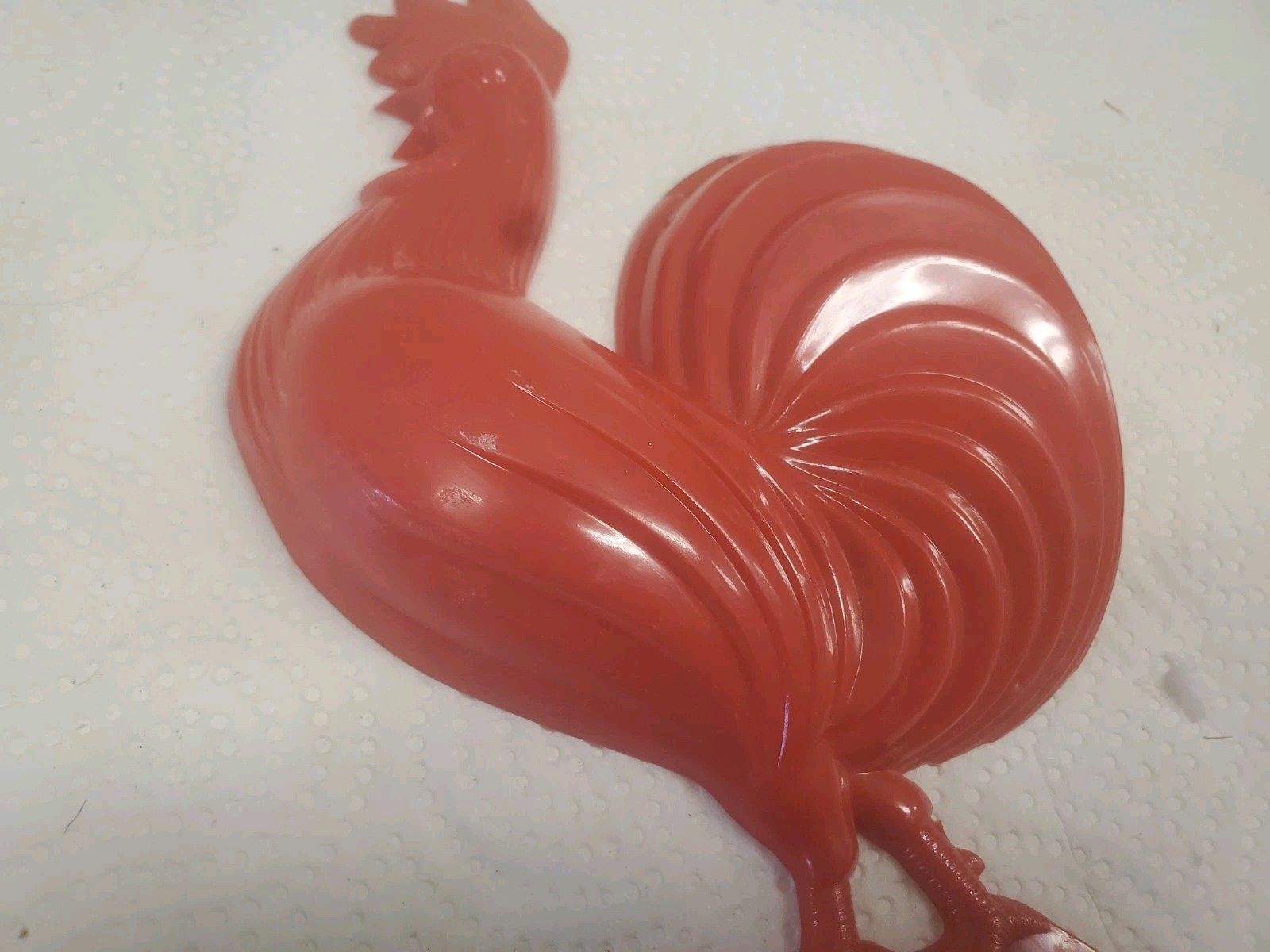 8″ Red Plastic Rooster Spoon Holder Carroll Etchen Trucking Clear Lake Iowa
