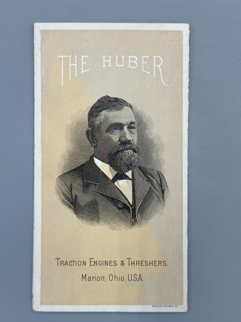 1880s HUBER ENGINE Farm THRESHER Advertise 4-Panel Folding Trade Card MARION OH