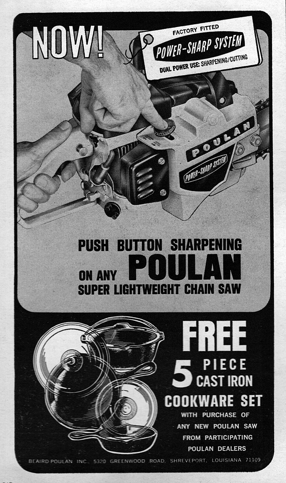 1966 Poulan Power Sharp System Chainsaw Original Ad