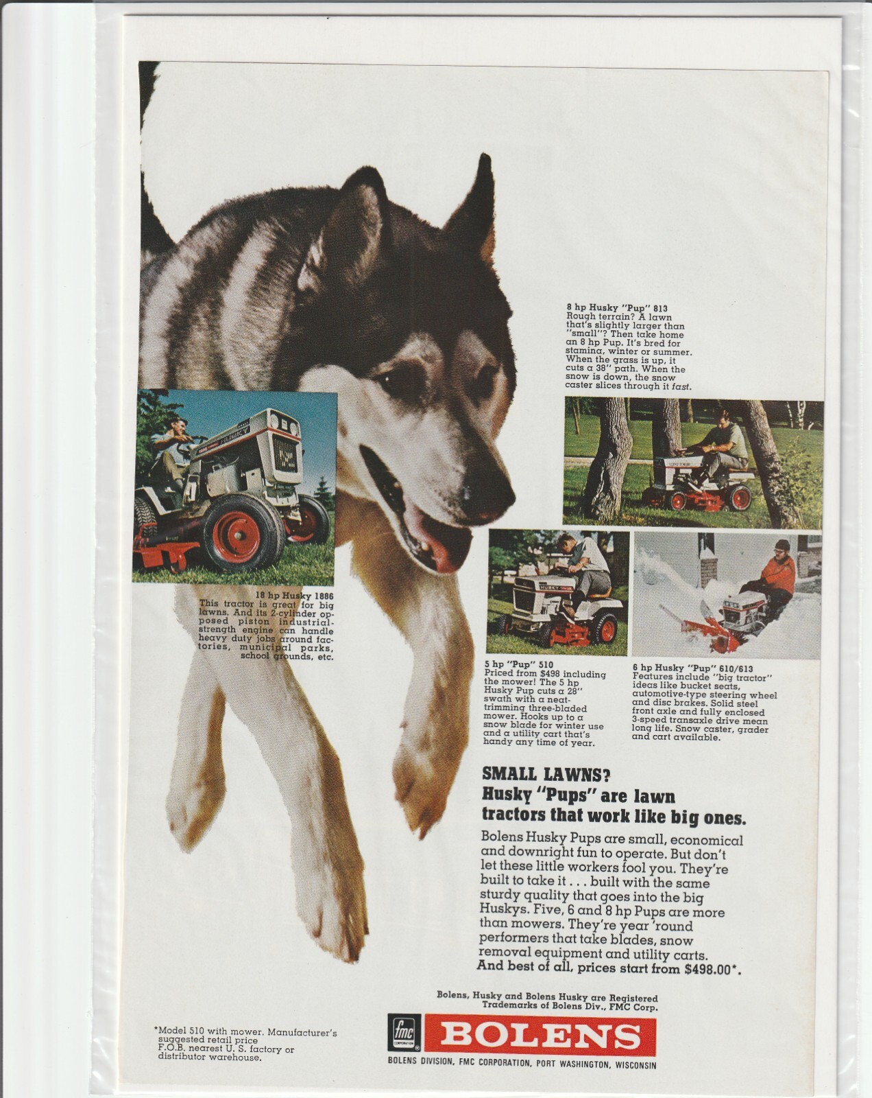 Original 1971 Bolens Lawn Tractor Magazine Ad “Small Lawns?”