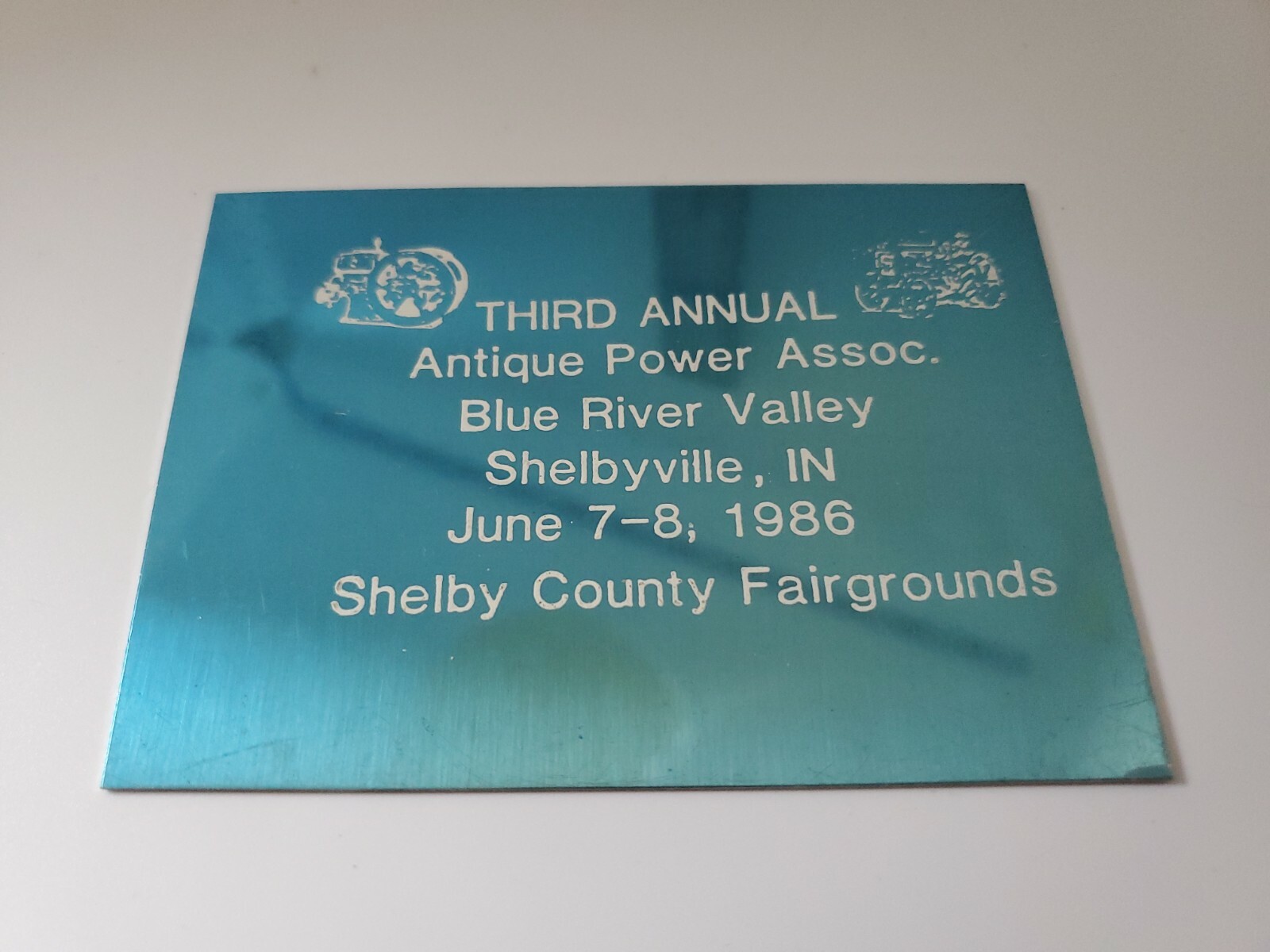 Vintage 3rd Annual Antique Power Association Shelbyville, Indiana 4¼”x3″ Plaque