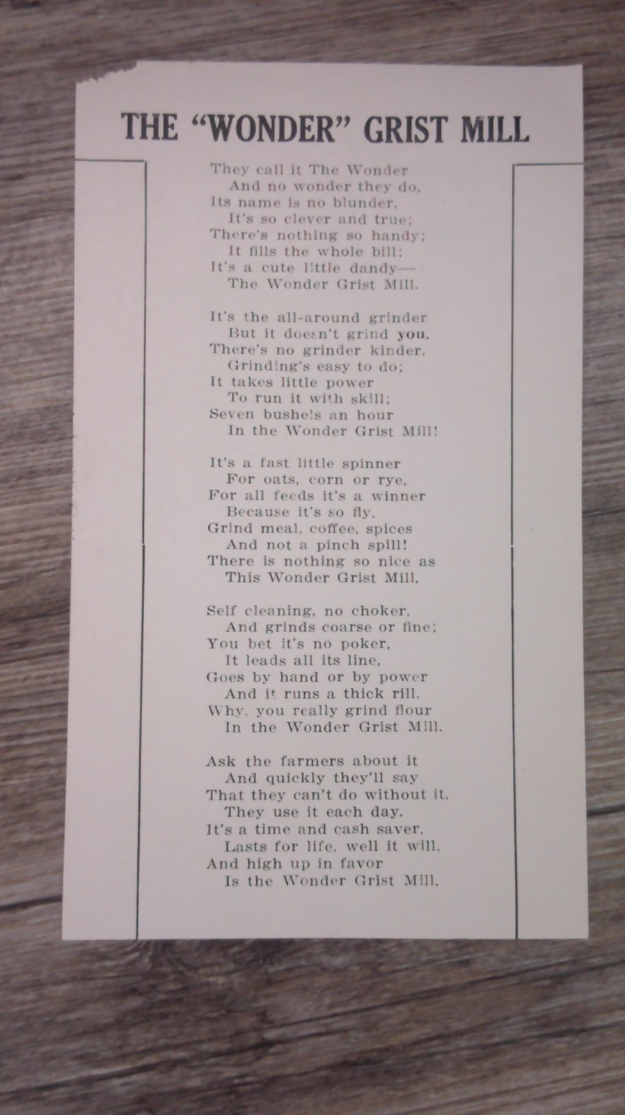 advertising paper for Humphrey’s grist mill for farm and home pictured 11B