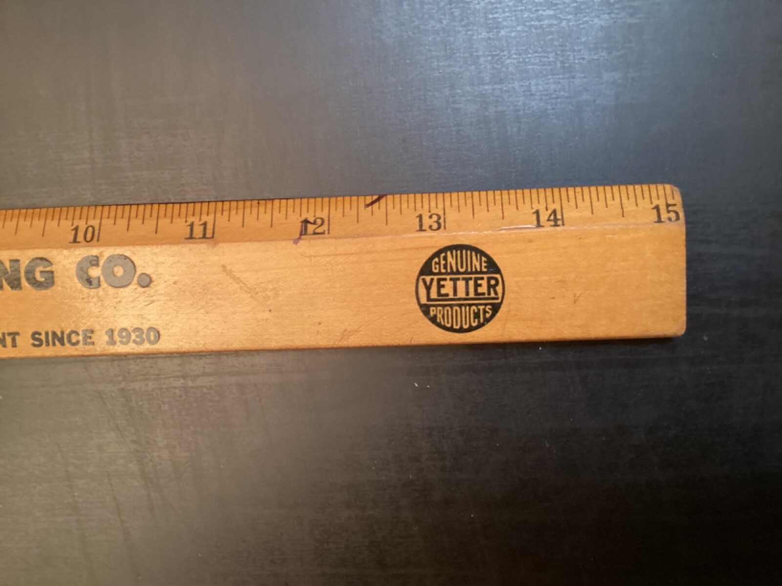 VTG 15″ WOOD RULER YETTER MFG CO COLCHESTER IL FARM EQUIPMENT PRODUCT LINE