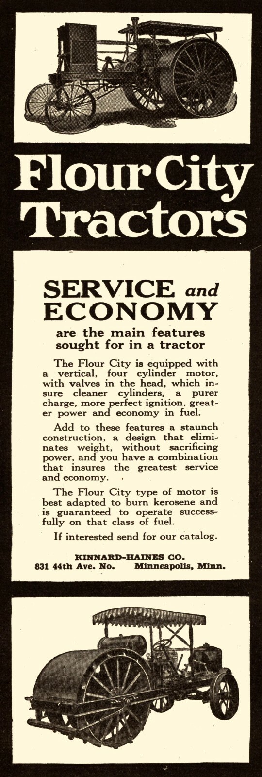 Kinnard Haines Co Marquee Style New Metal Sign: 6″ x 18″ Flour City Tractors