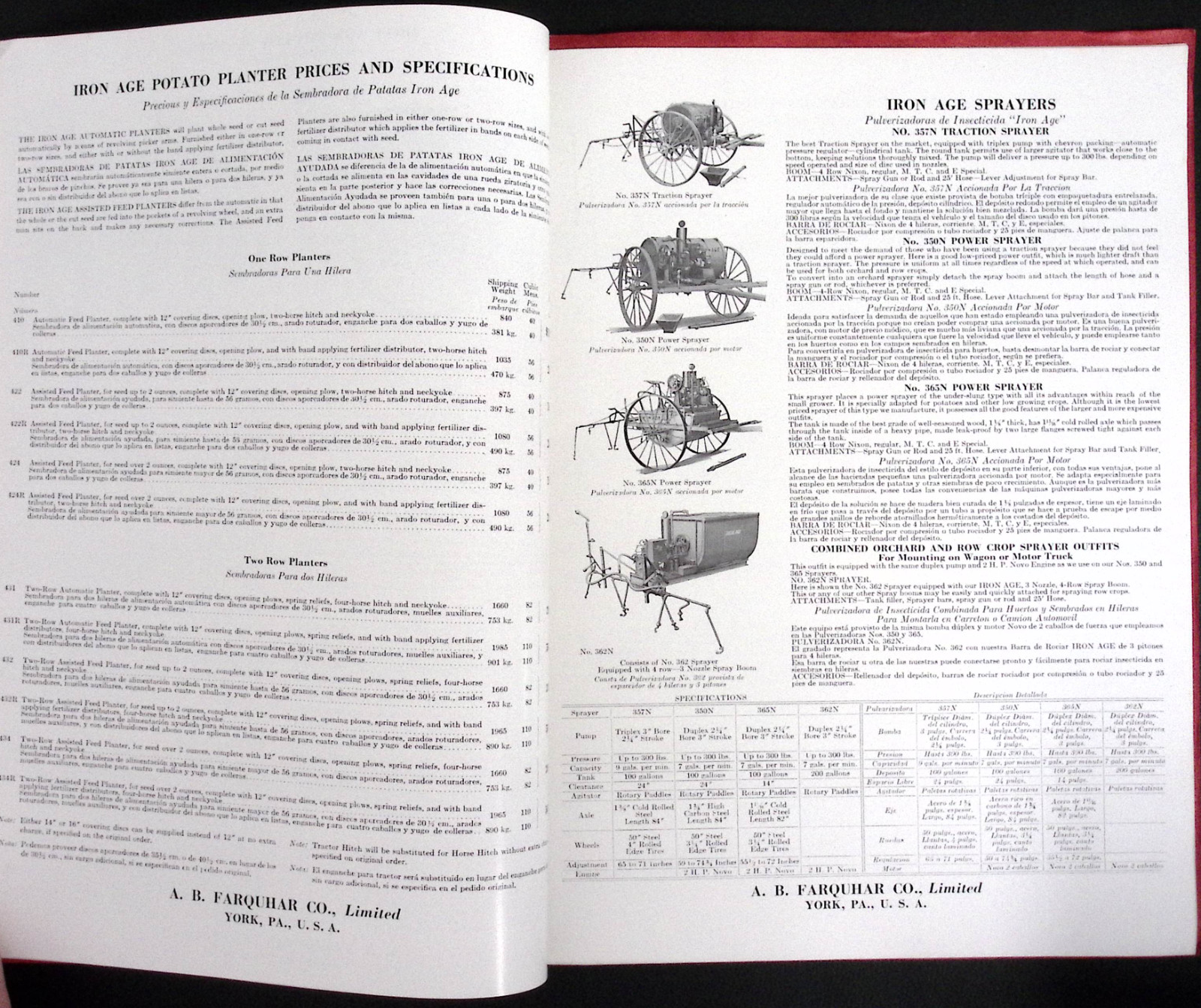 1934 A B Farquhar Ltd York PA Cultivator Planter Sawmill Boiler Catalog