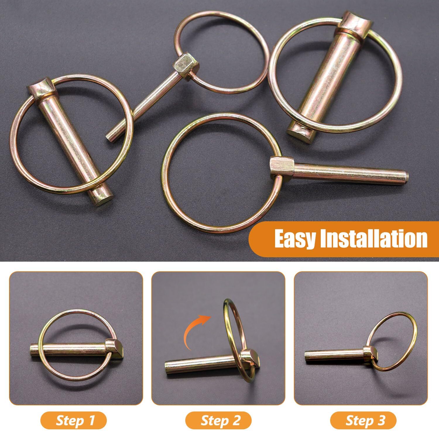 12Pcs 4 Size Lynch Pin Assortment Kit Tractor Pins Linch Pins 3 Point Hitch Pins