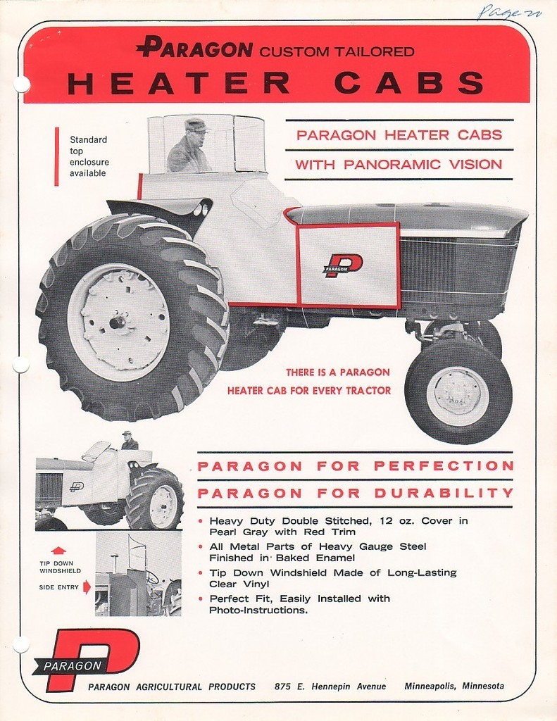 Farm Equipment Brochure – Paragon – Tractor Cab Cover Heater – 1960’s (F1291)