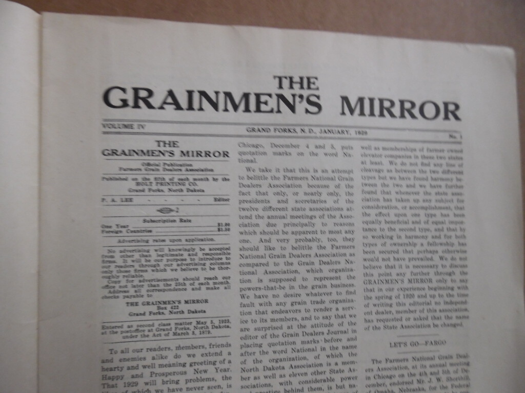 1929 Grainmen’s Mirror Official Organ of Grain Dealer Association North Dakota