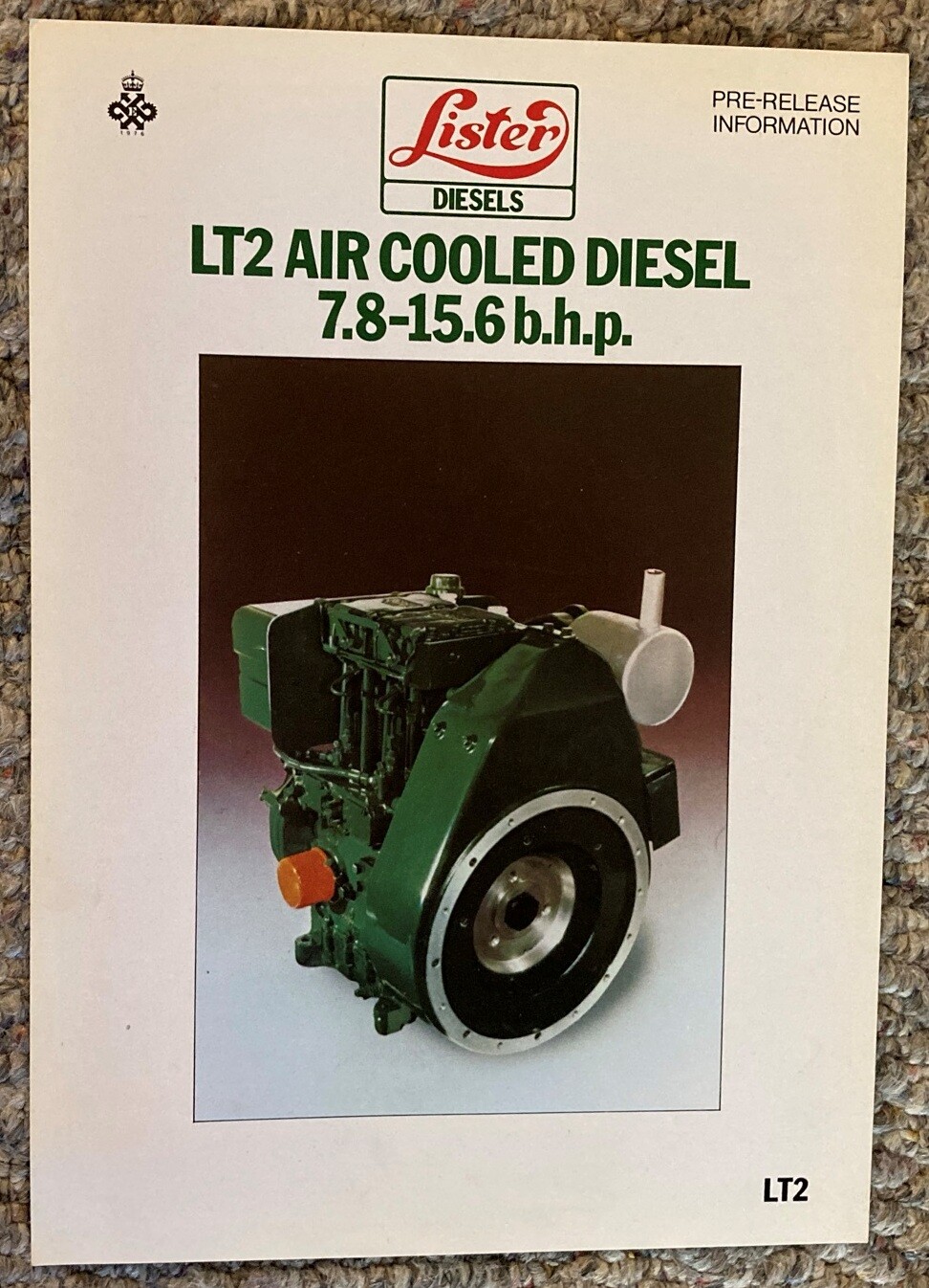LA151 Lister Diesel Engine LT2 Air Cooled Sales Brochure