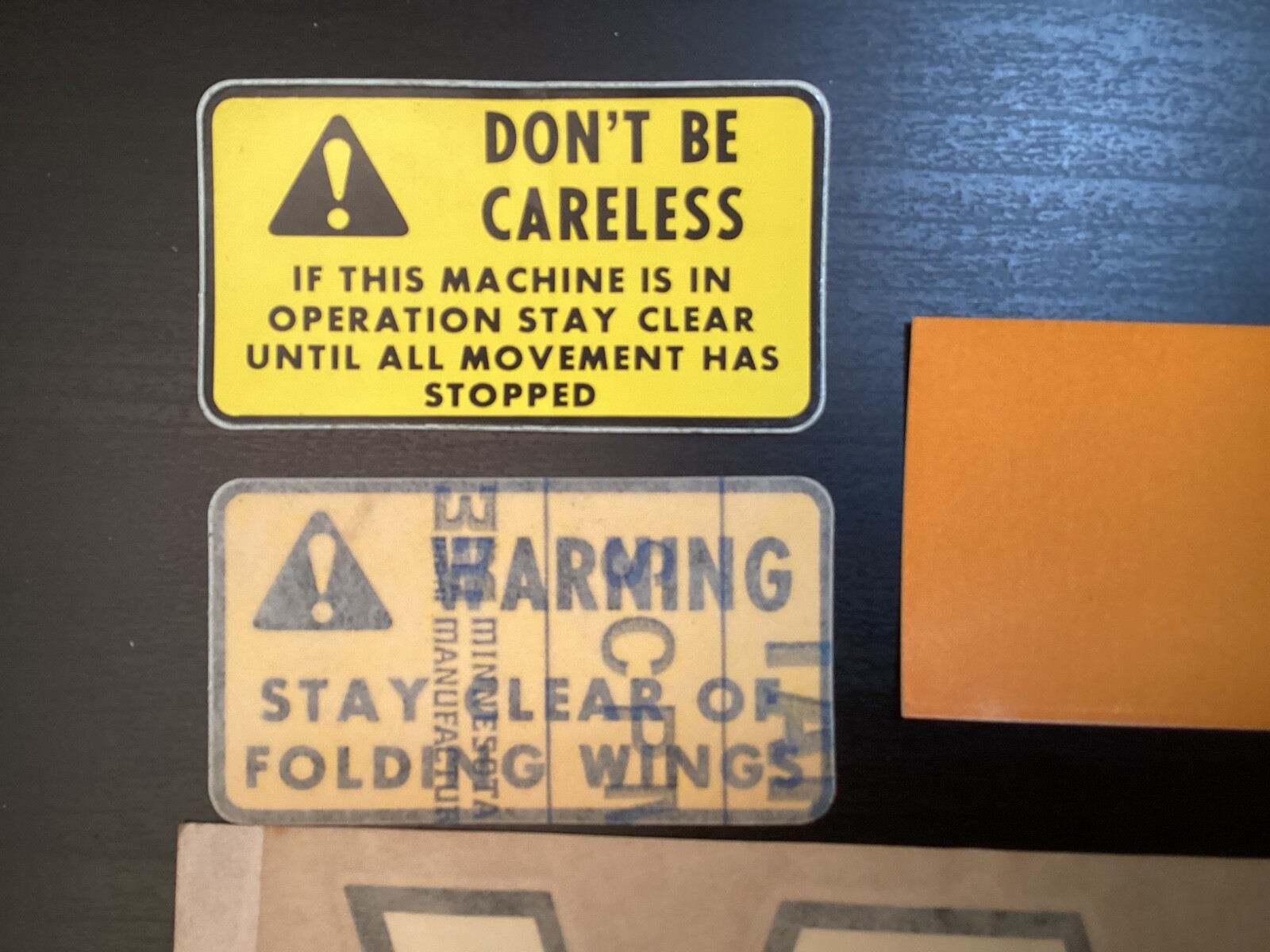Seven Vtg. Decals White Farm Equipment “385” “White” “Safety” 2 Red, Orange