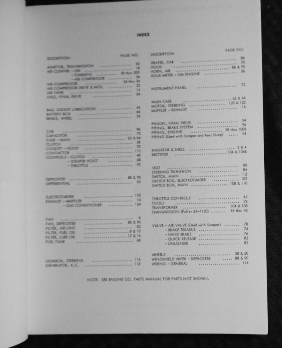 1957 LW LeTourneau-Westinghouse “C Tournapull Tractor” Parts Catalog Manual