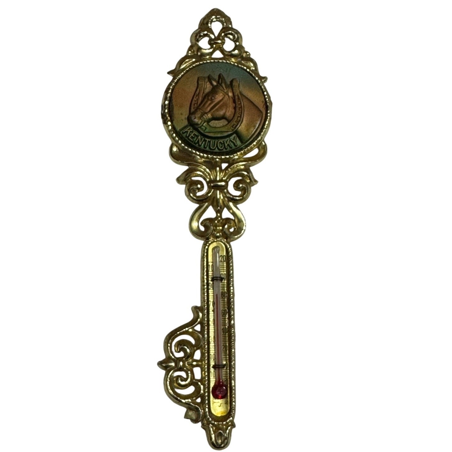 VTG KENTUCKY Key Shaped Wall Thermometer Souvenir Wood 6′