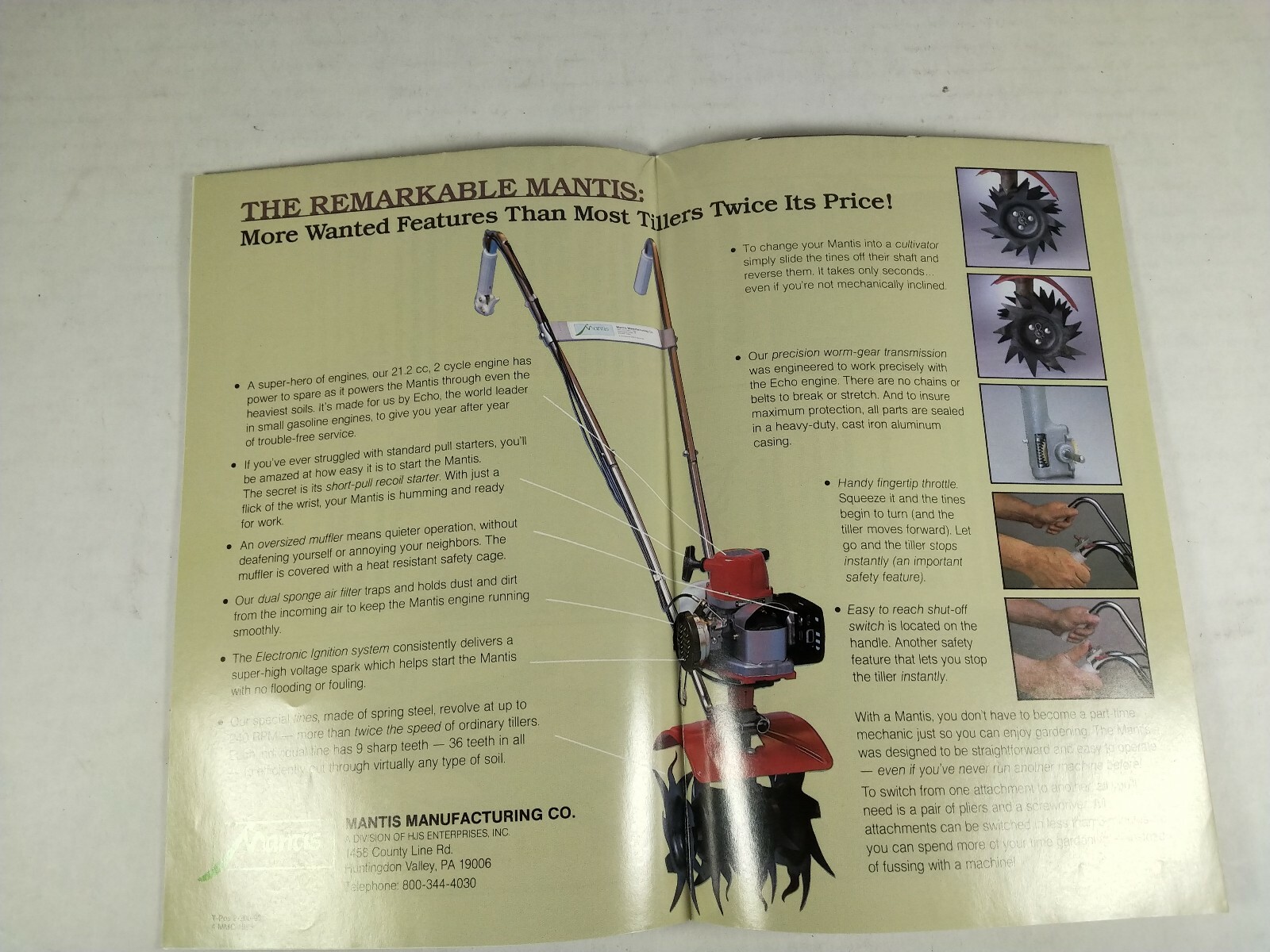 The Mantis 20 Tiller Cultivator Ad Brochure Wall Chart