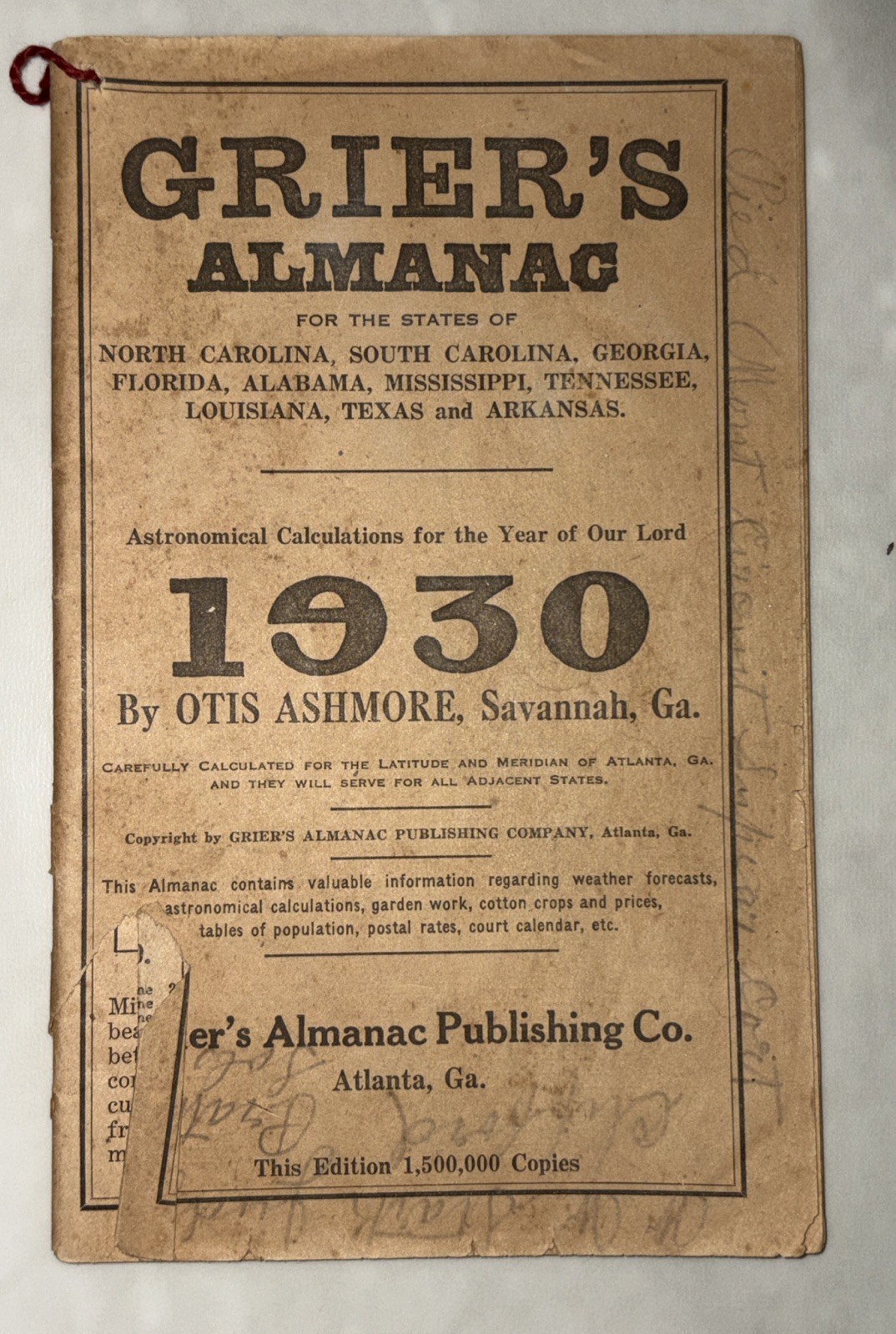 Lot of 4 Vintage GRIER’S ALMANAC 1930, 1931, 1938, 1939 & 1941 Issues See Pics