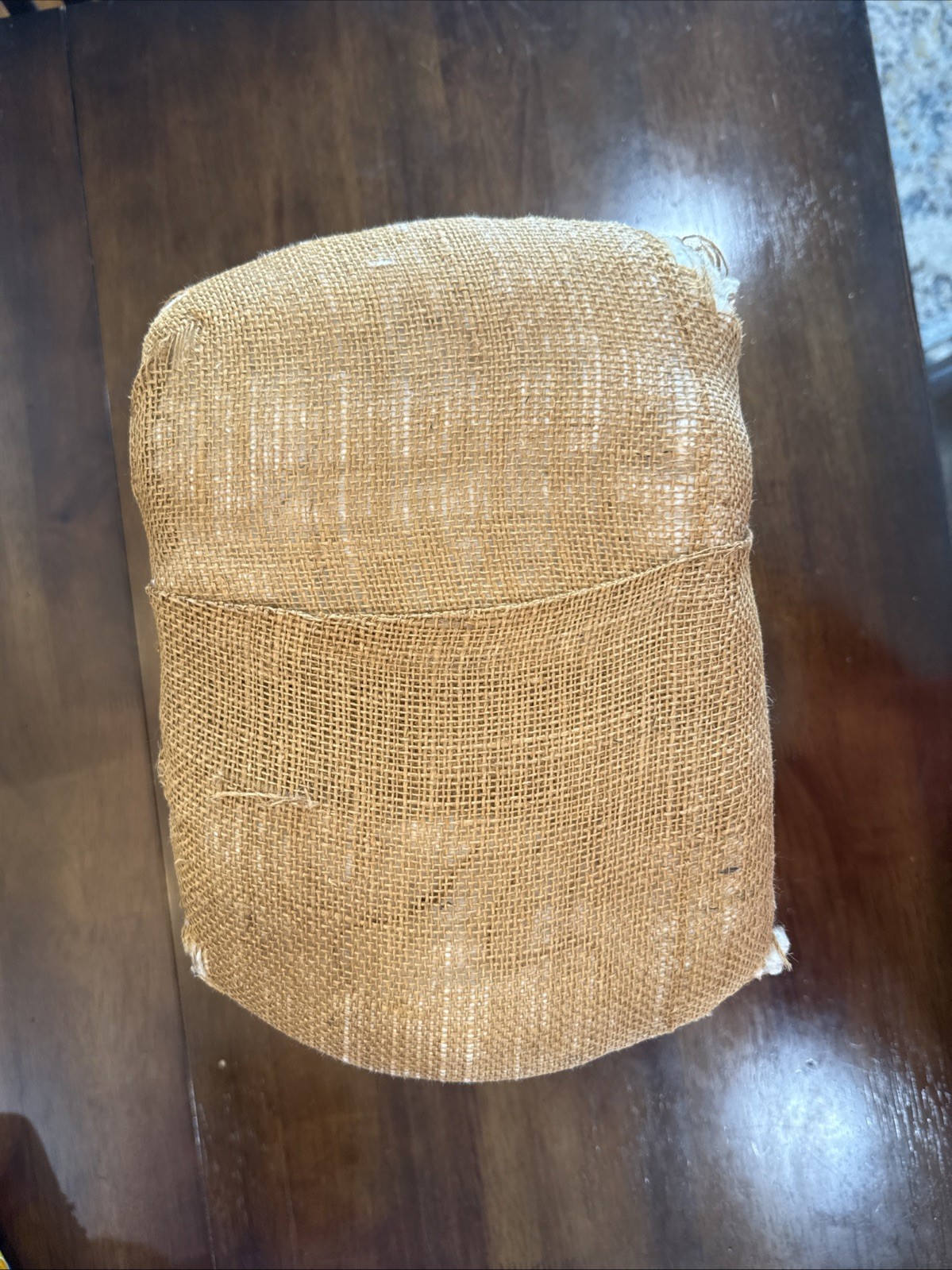 Medium Vintage Bale Of Raw USA Cotton burlap Wrapped 13 in x 8 in x 12 in