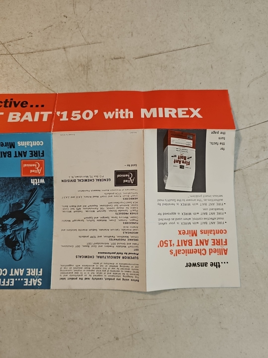 Vintage 1960’s Allied Chemical Fire Ant Bait 150 Brochure