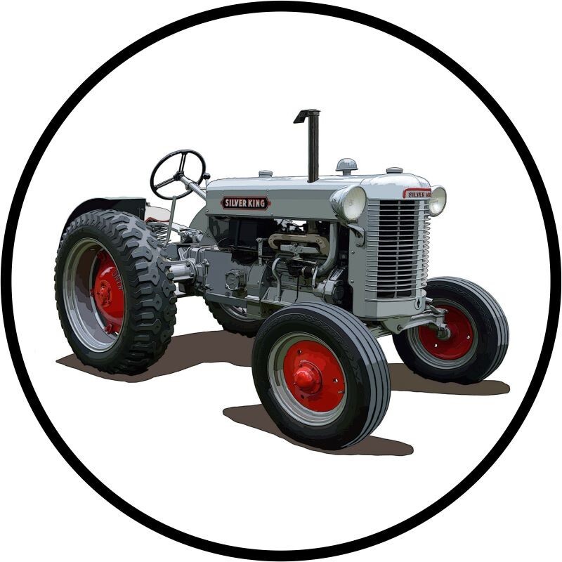 Silver King Model 44 Tractor NEW Sign: 18″ Dia. Round USA STEEL XL- 4 LBS