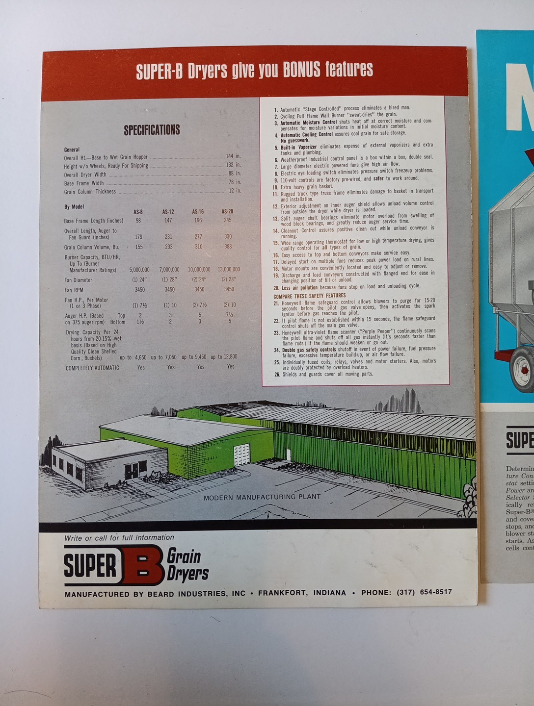 Brochures For 1971 & 1988 Super B Grain Dryers Sales Brochures AS6