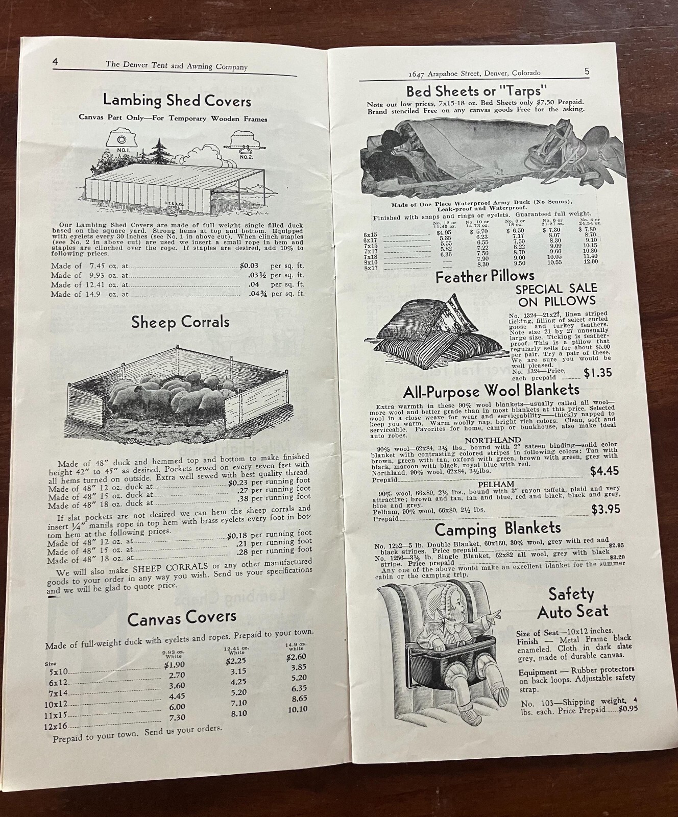 1939 Denver Tent and Awning 50th Year Catalog 24 pp Denver Colorado Sheep Wagon