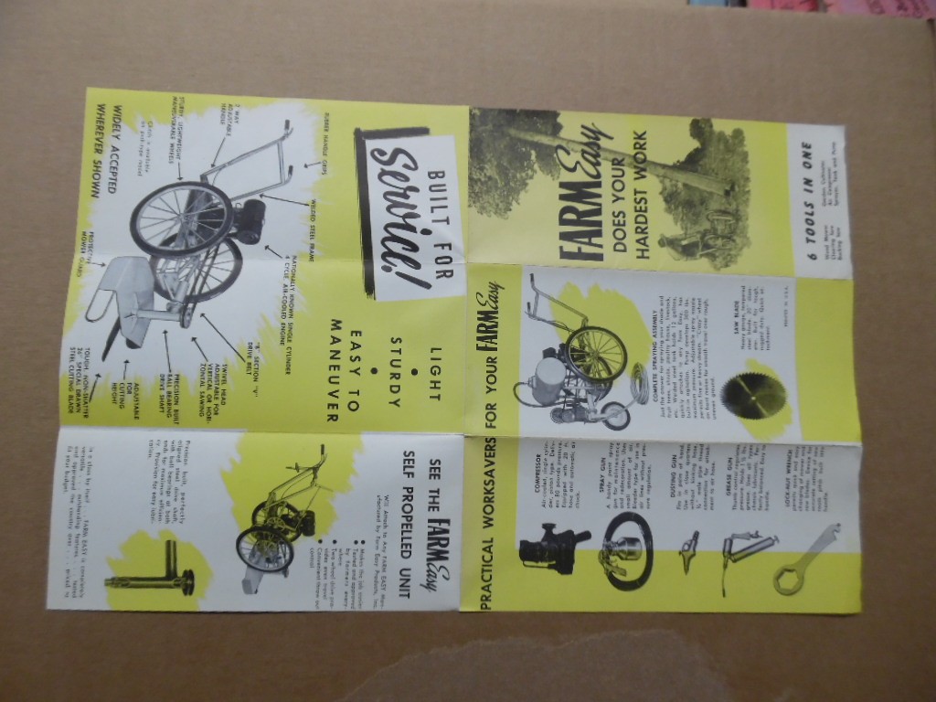 c.1950 Farm Easy Products Garden Tractor Catalog Brochure Muncie Indiana Vintage