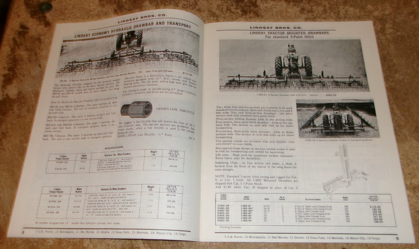 1974 lindsay soil preparation equipment catalog in good shape used