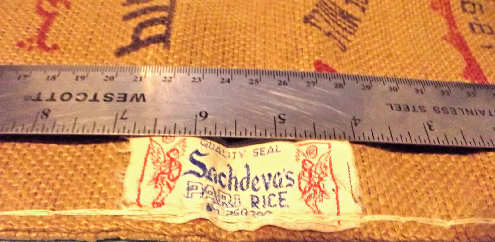 Vintage PARI BRAND Burlap Bag Handmade Purse SACHOEVA & SON’S India 11 lbs Rice