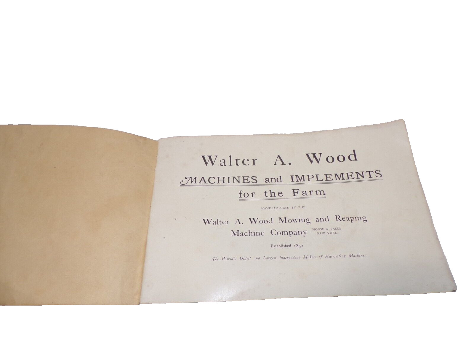 1900’s SALESMAN CATALOG WALTER A. WOOD MACHINES + IMPLEMMENTS HOOSICK FALLS , NY