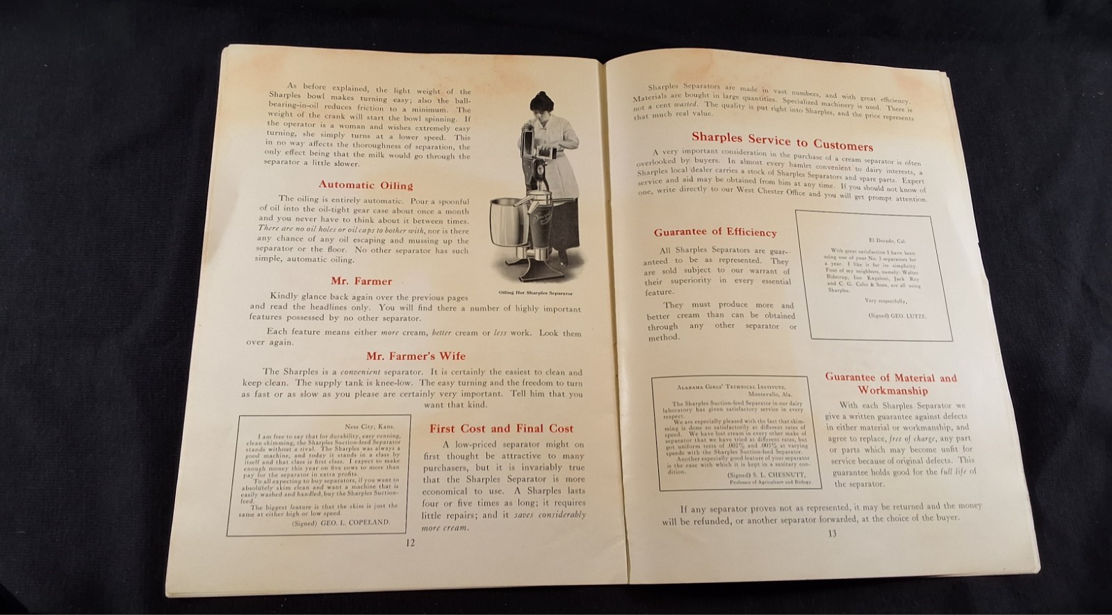 1920s SHARPLES “VELVET” FOR DAIRYMEN CREAM SEPARATOR BROCHURE