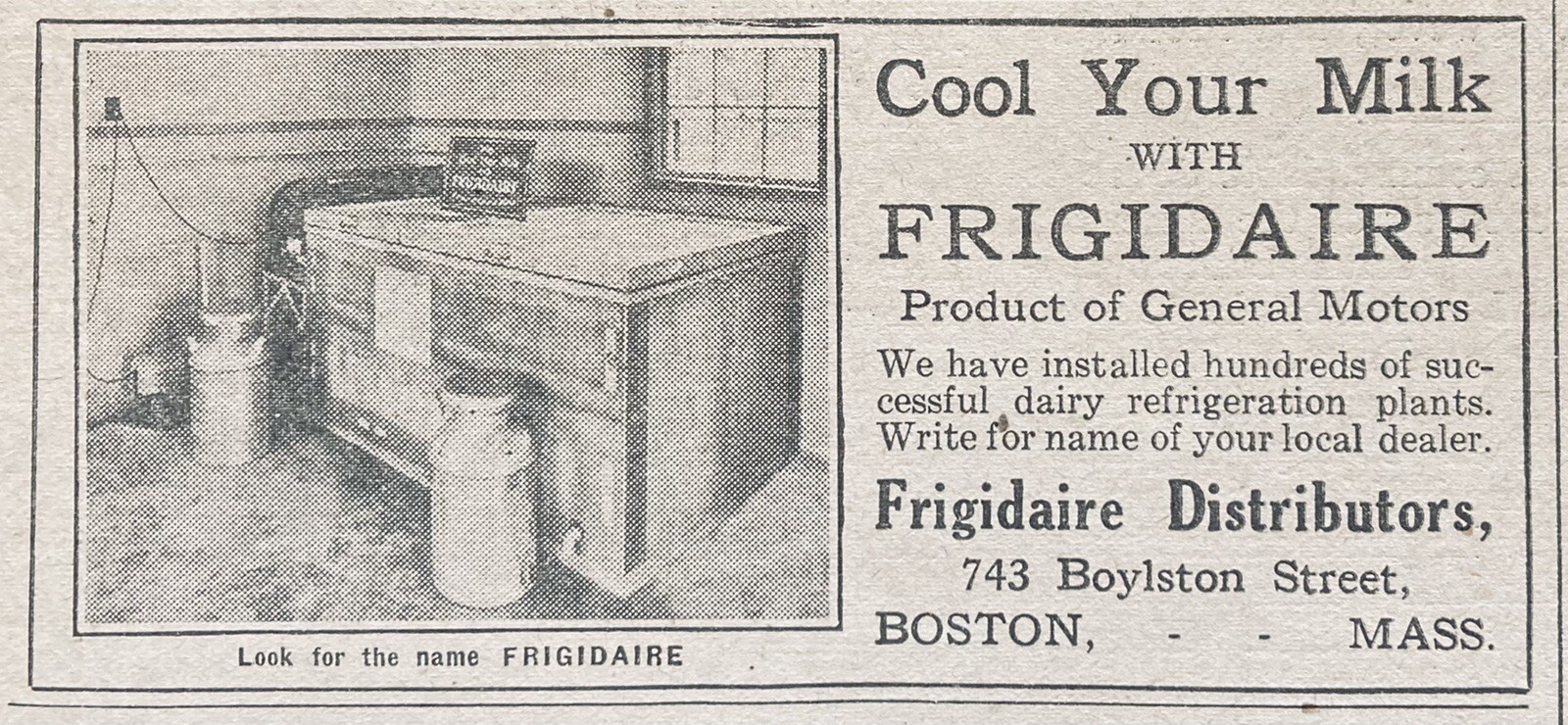 1929 AD.(XH40)~GENERAL MOTORS FRIGIDAIRE BULK MILK COOLERS