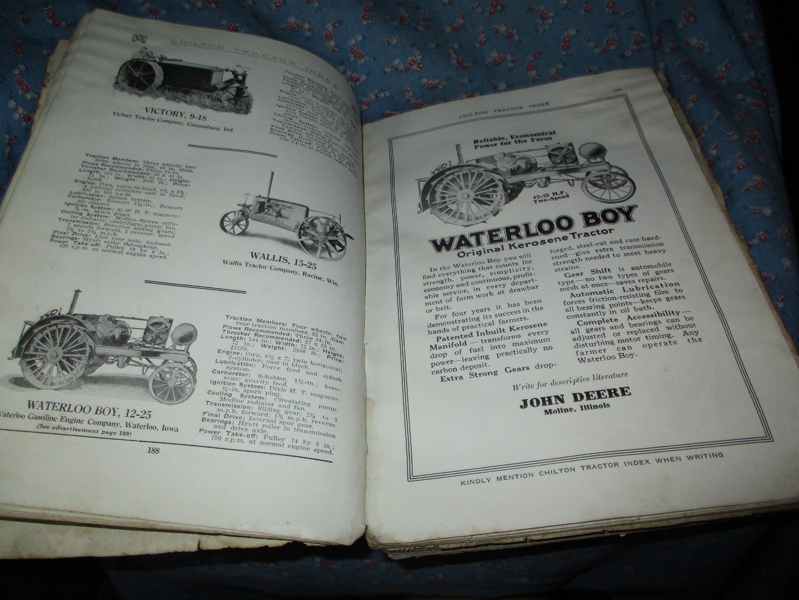 Chilton Tractor Index Pages 163-450 Unknown Date Very Early Rough Condition