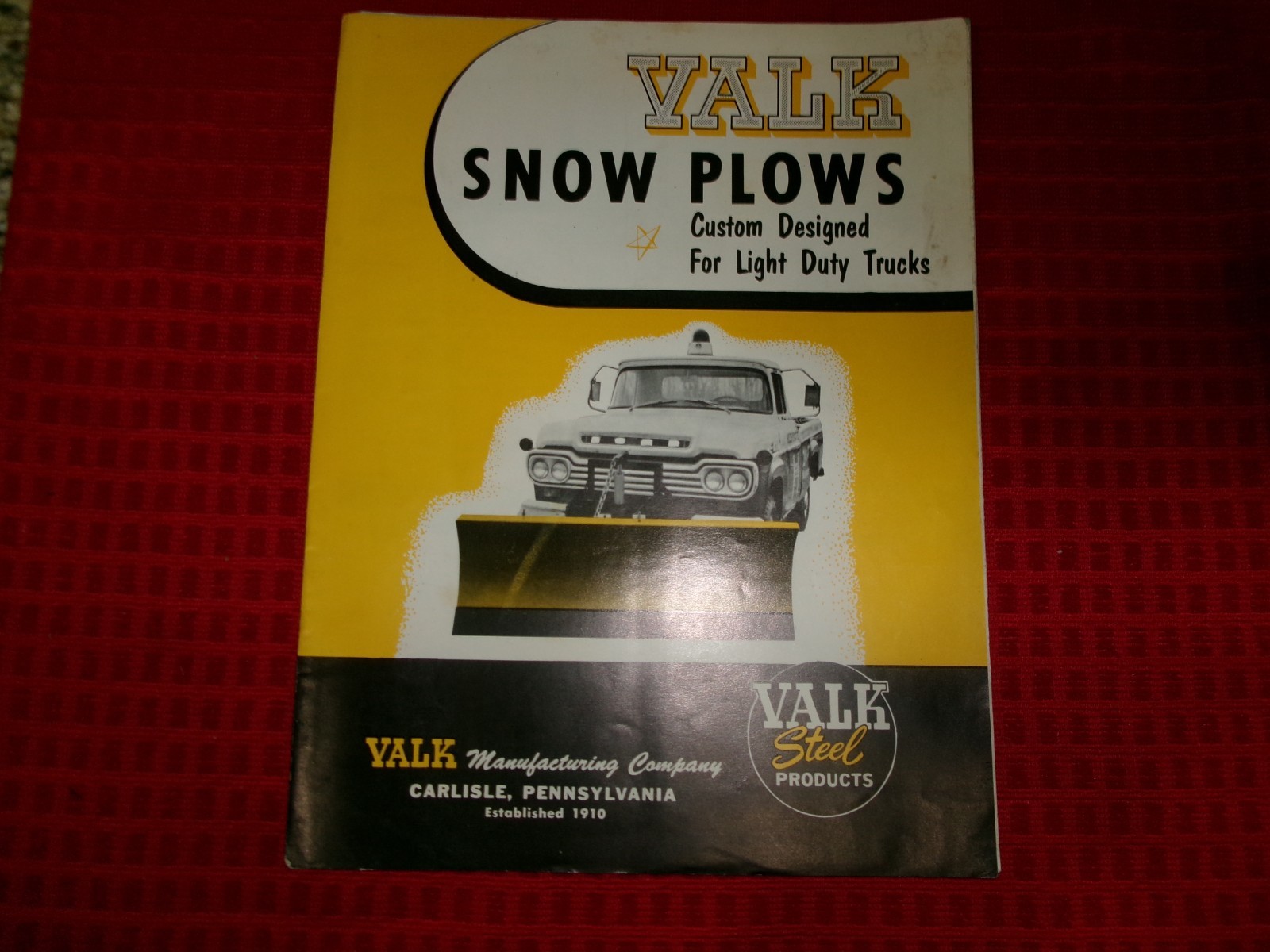 VINT. EARLY 1960’S VALK SNOW PLOWS FOR TRUCKS SALES BROCHURE – CARLISLE, PA.