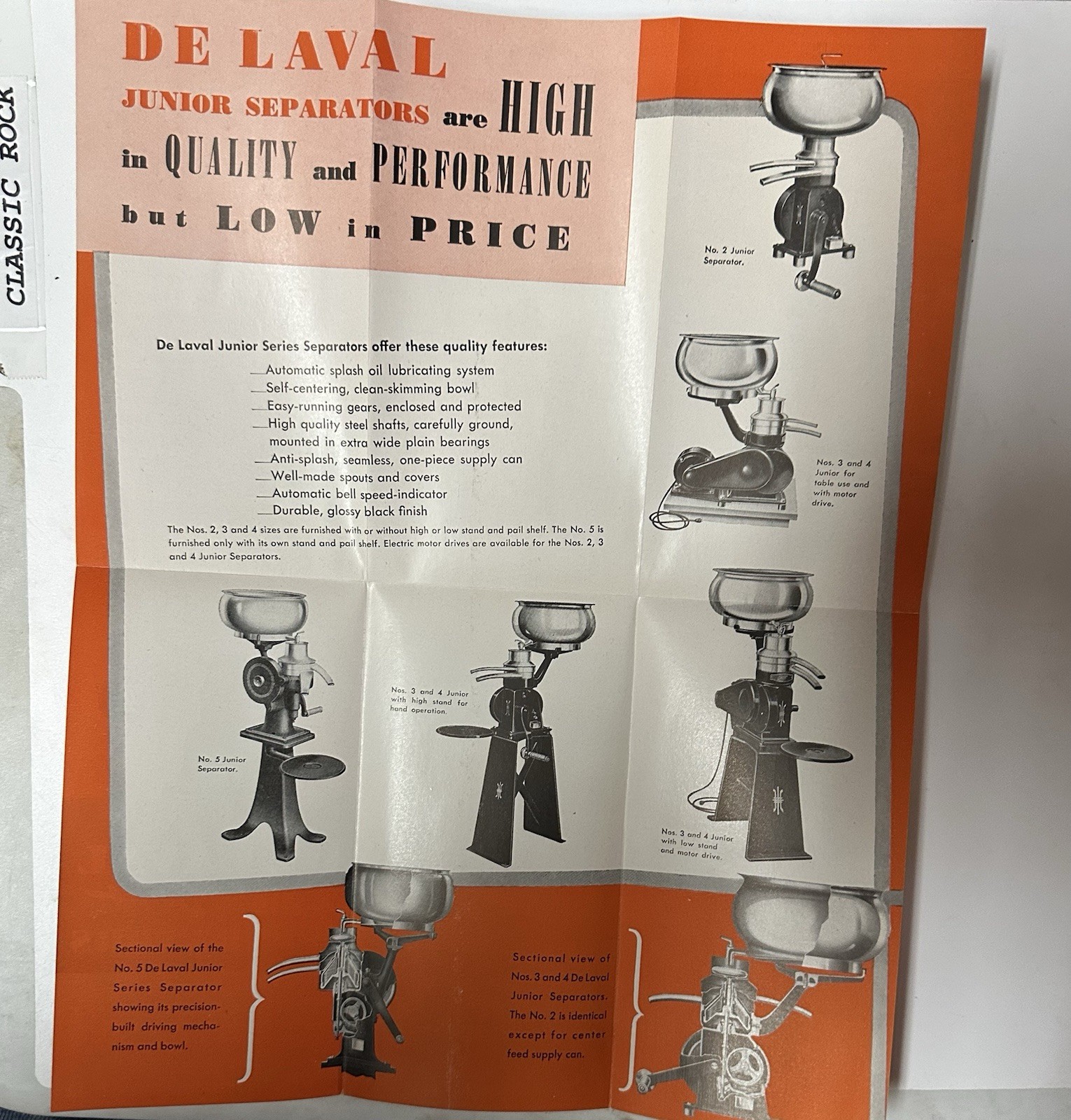 1950’s De Laval Junior Series Cream Separators pamphlet (22A)