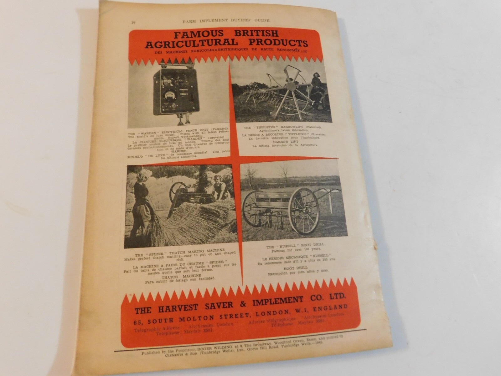 1946 FARM TRACTORS IMPLEMENT BUYER’S GUIDE EXPORT EDITION ALBION MACHINES
