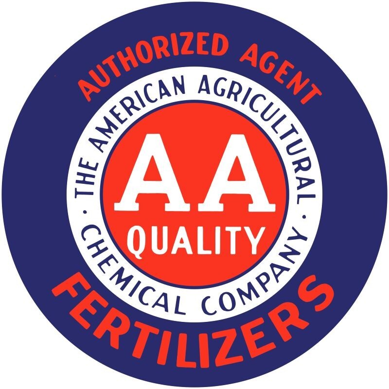 American Agricultural, AA Fertilizers NEW Sign 14″ Dia. Round AMERICAN STEEL