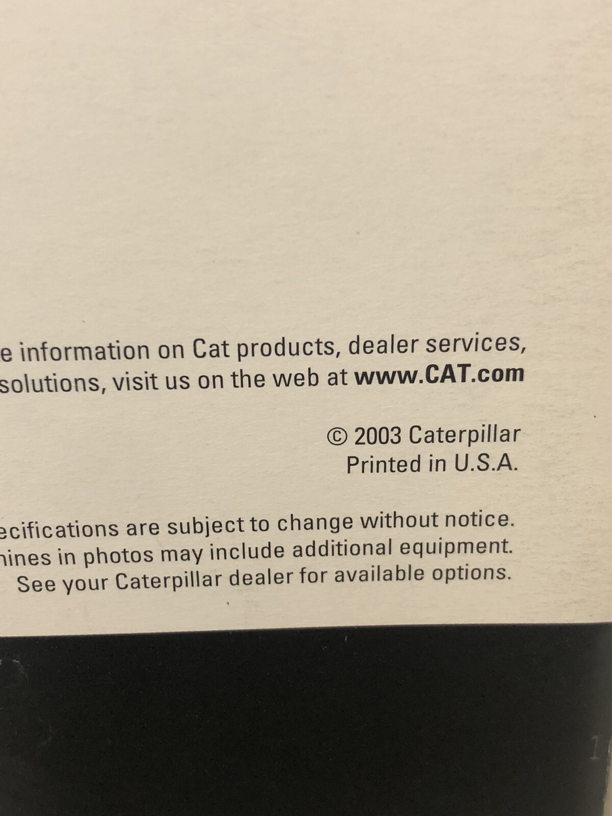 2003 CAT Caterpillar 938G Series II Wheel Loader Specs Sales Brochure