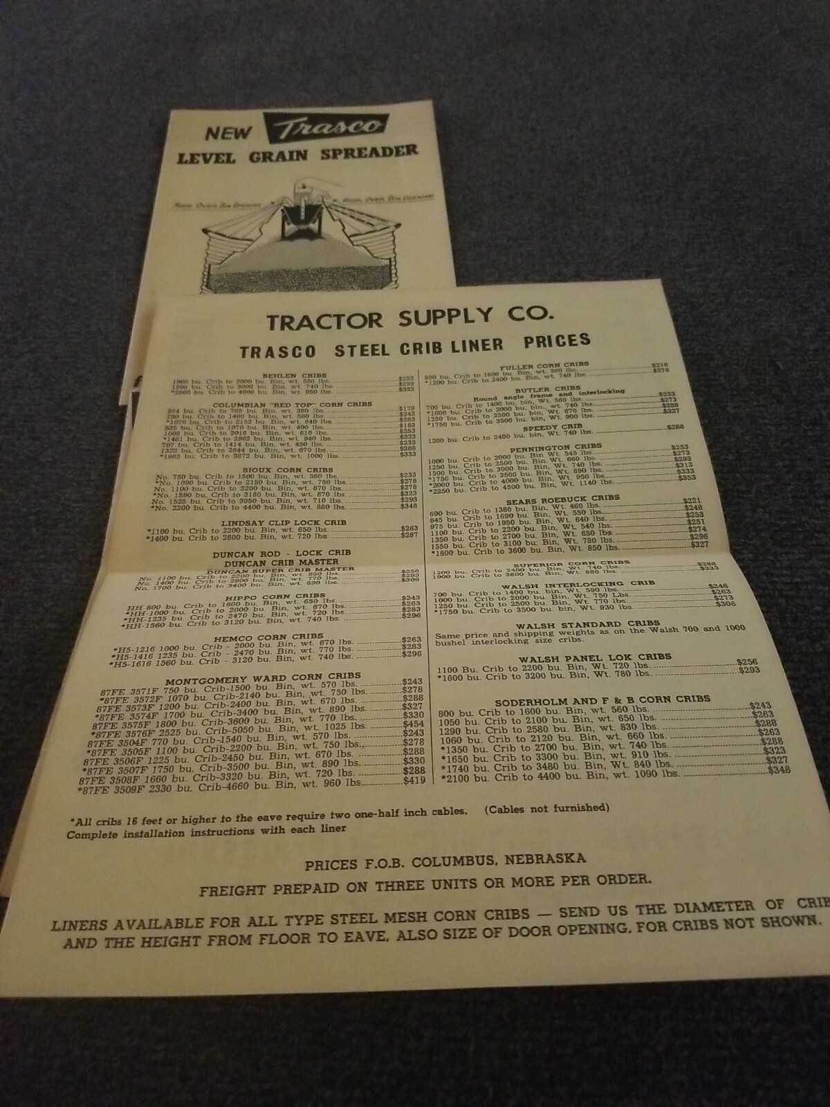 Trasco Grain Bin storage pamphlets. Lot of 4. 1950’s 1960’s. Tractor Supply. S1