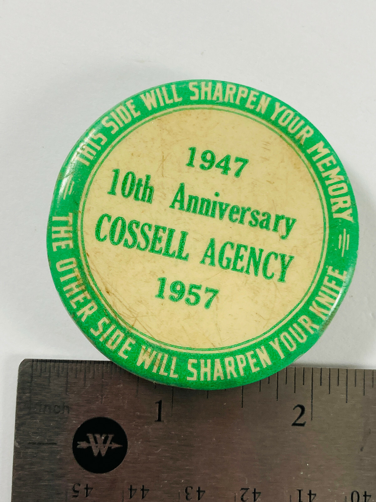 1957 Cossell Agency Celluloid Advertising Knife Sharpener Bucklin Kansas KS
