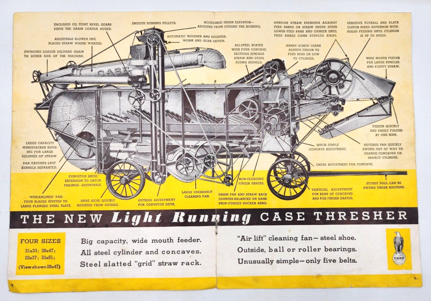 J. I. Case Co Thresher 21×33 22×37 28×47 32×51 Sales Salesman Brochure 16 Page