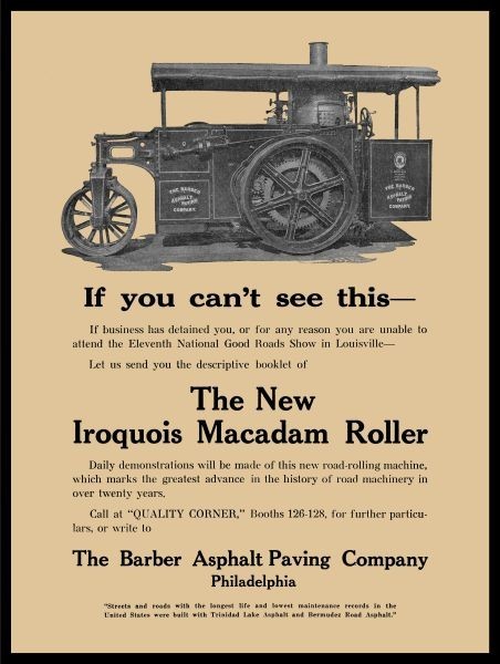 1920 Barber Asphalt Paving IROQUOIS Macadam Roller NEW Sign 24×30″ USA STEEL