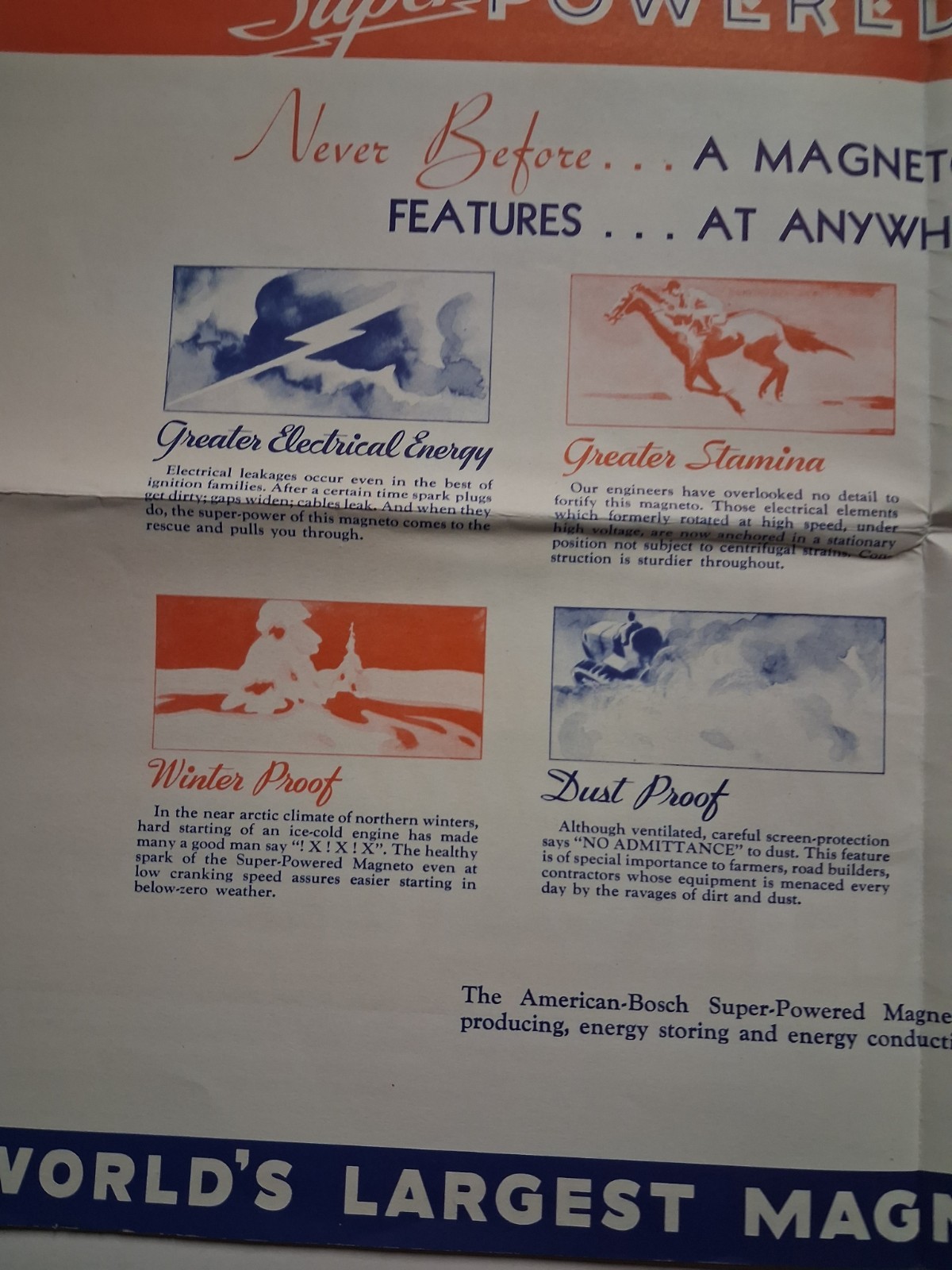 1936 AMERICAN BOSCH POWERED MAGNETO AGRICULTURE Poster Brochure 18″x24.8″