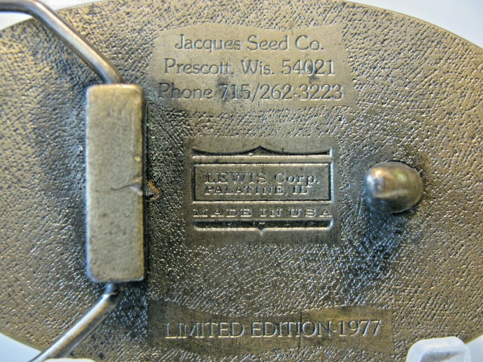 Jacques Seeds World Trademark Logo Brass Belt Buckle Vintage 1977 LE farm corn