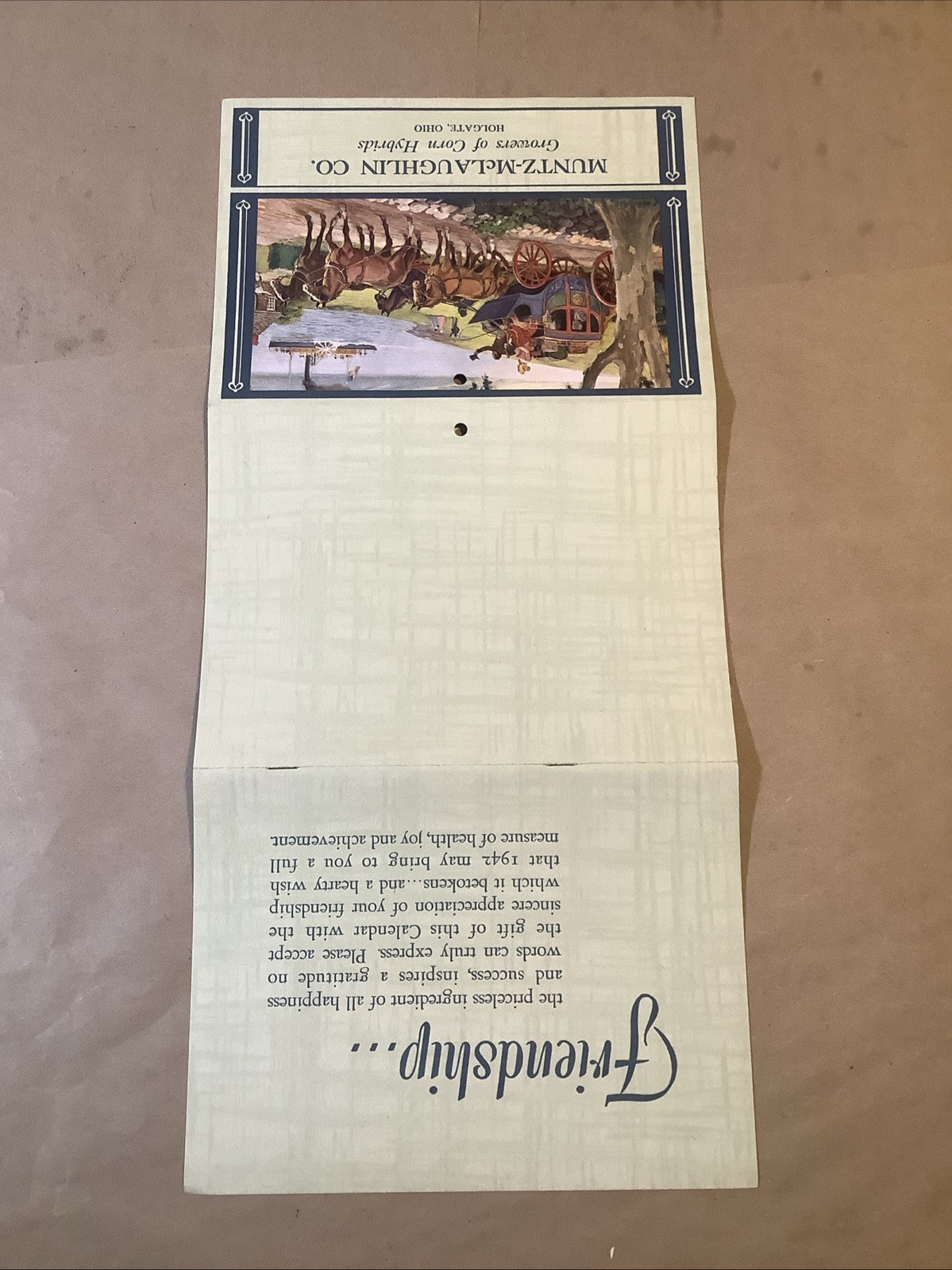 1942 Muntz-McLaughlin Co. Farm Inventory Telephone Chart Holgate OH INV-P0162