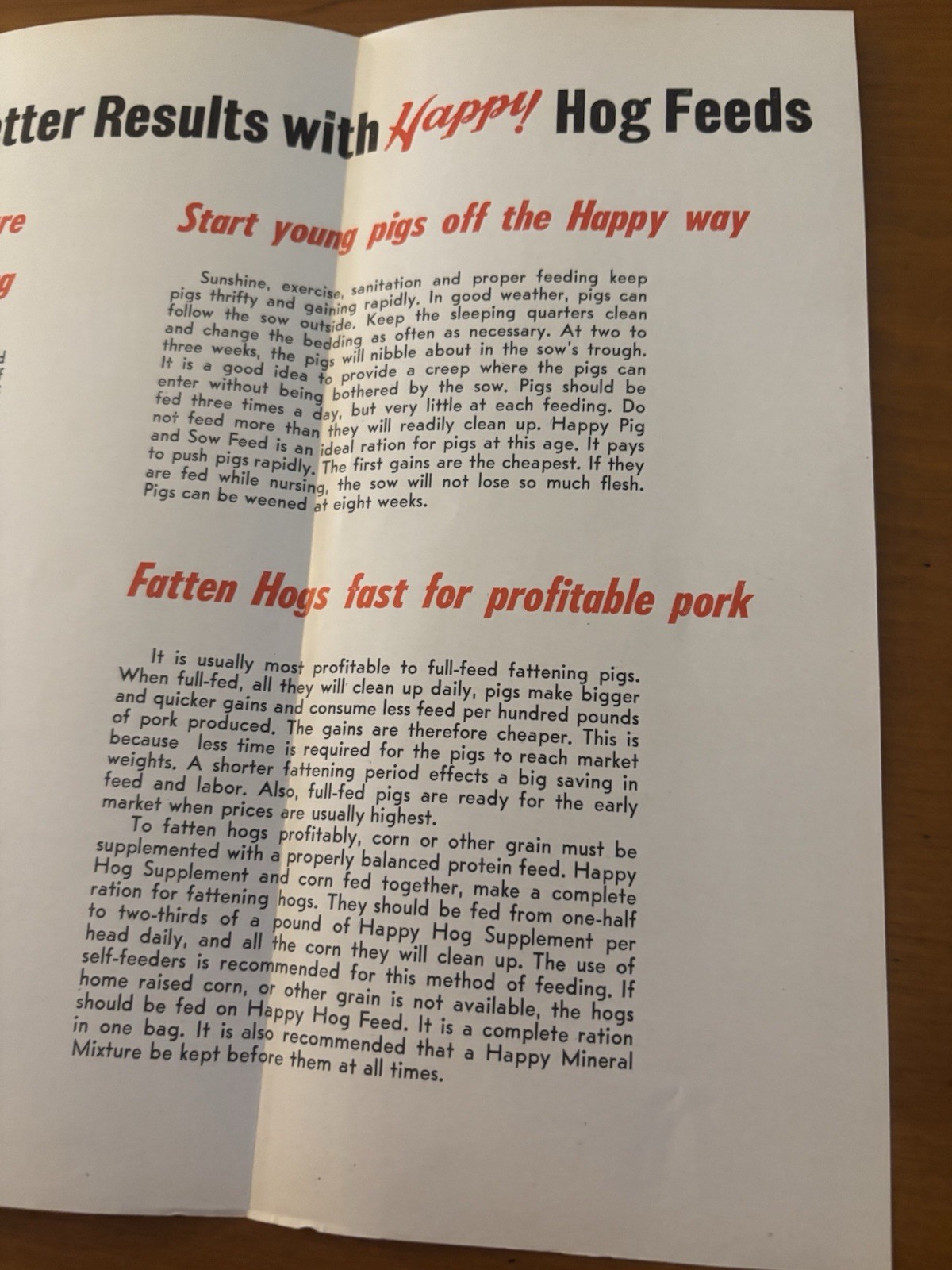 Happy Hog Feeding Hints Brochure 1950’s ? EXCELLENT CONDITION Free Shipping
