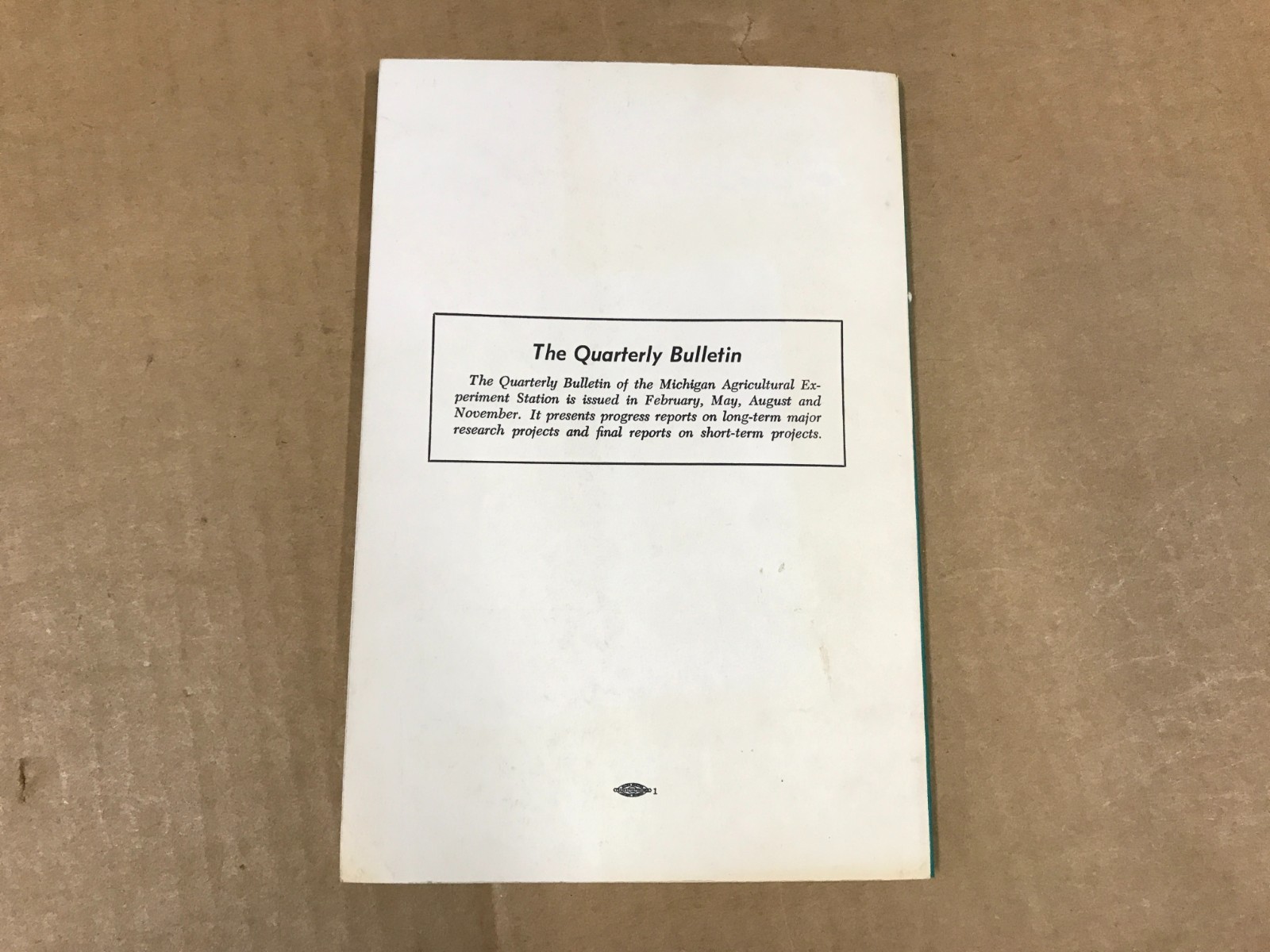 VTG Michigan State Agriculture Quarterly Bulletin – Vol. 43 No.4 – May 1961
