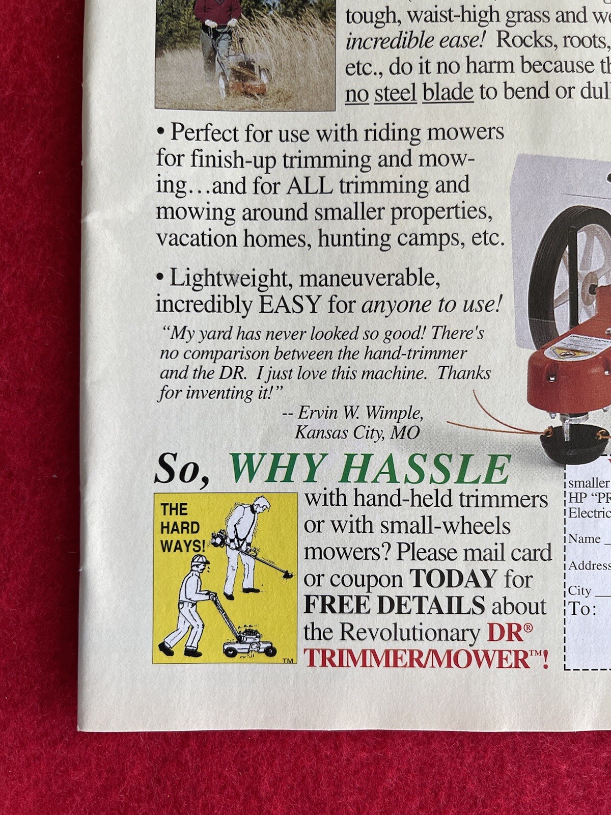 Vintage 1998 Print Ad DR Trimmer On Wheels Advertisement