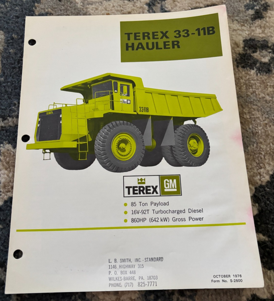 Terex 33-11B Rock Mining Truck Hauler Brochure DCPA25