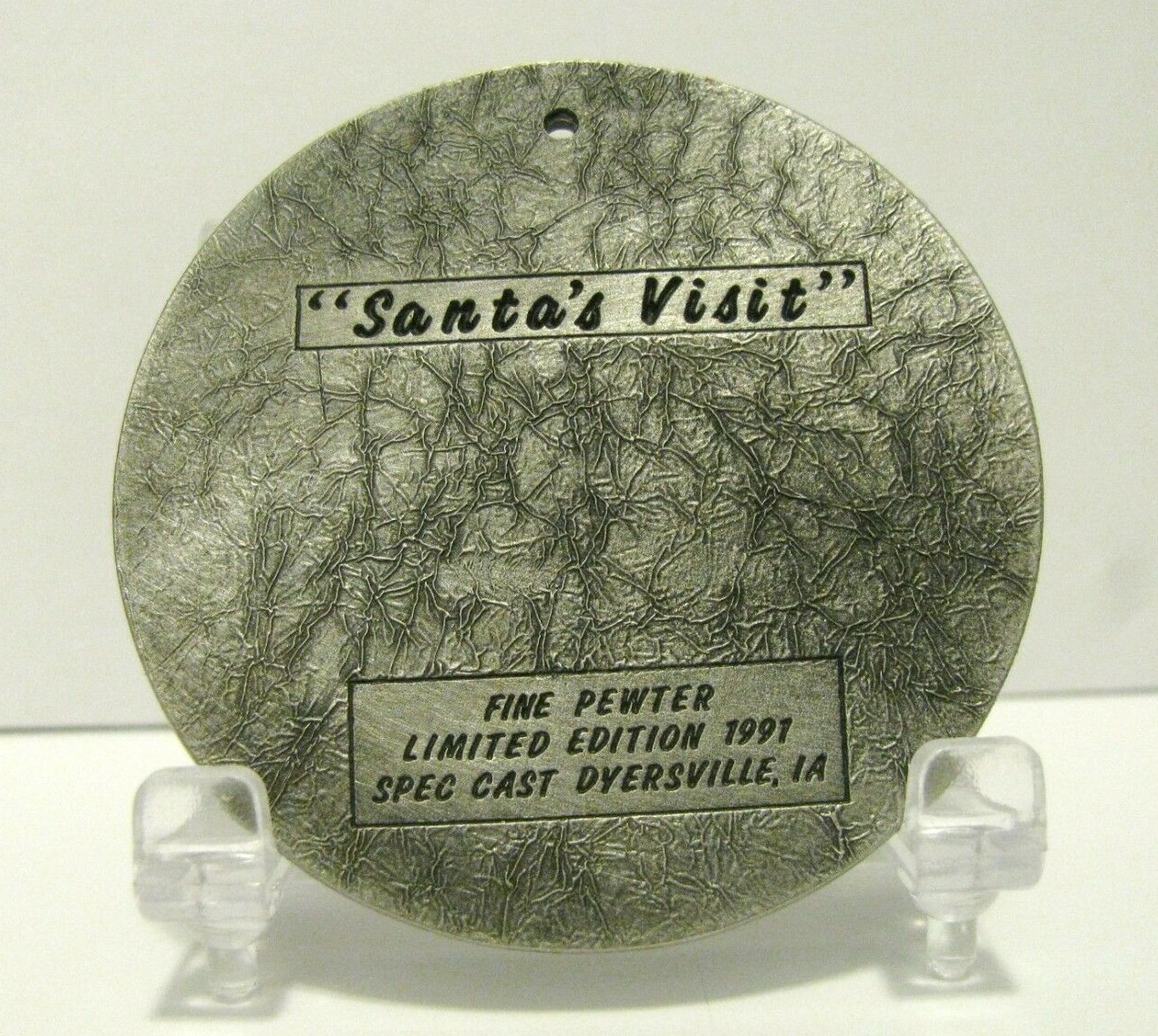 Spec Cast 1991 COUNTRY CHRISTMAS Pewter Xmas Ornament Santa’s Visit Limited Ed