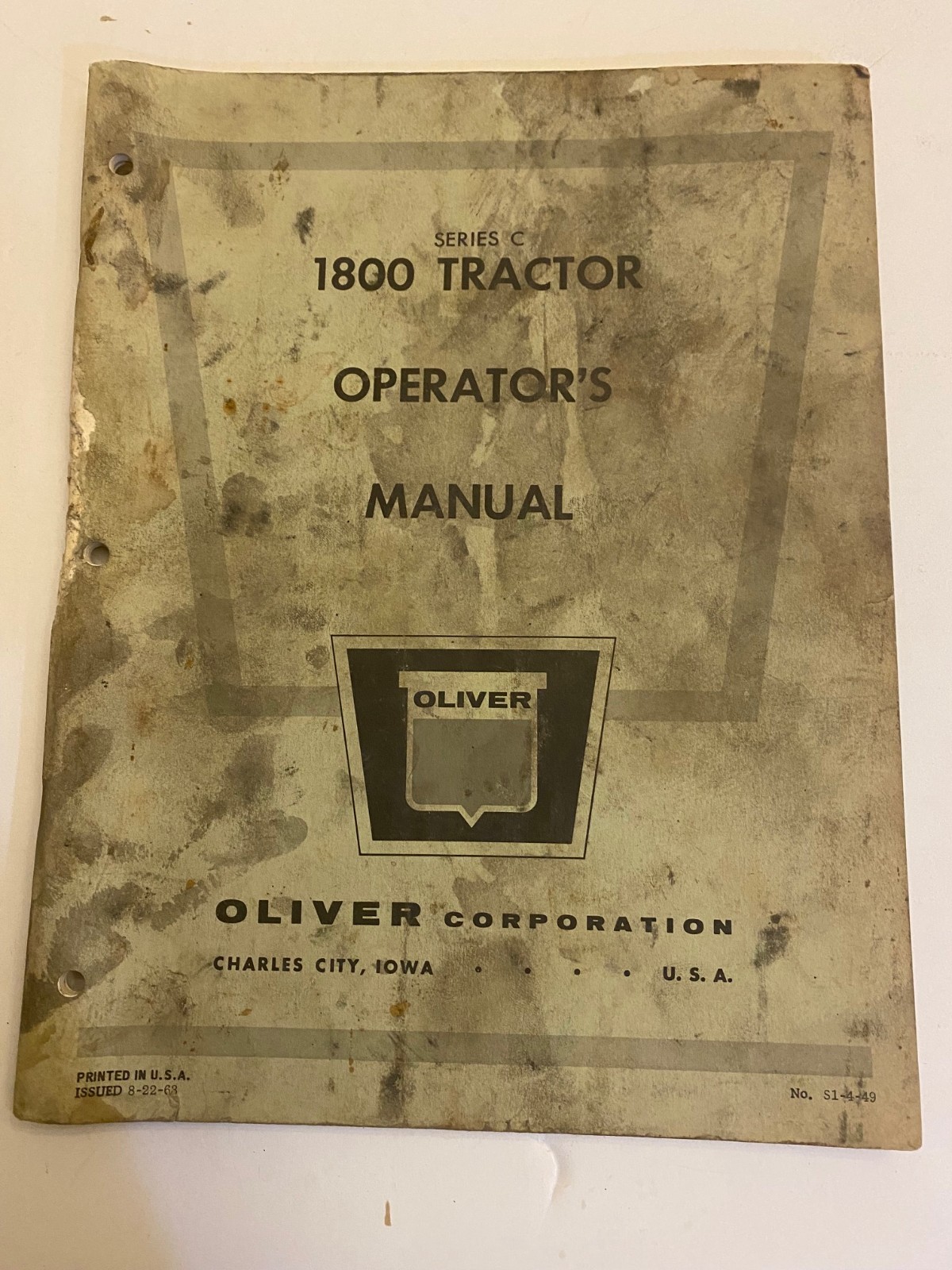 Vintage Oliver 1800 Tractor Operator’s Manual 1963