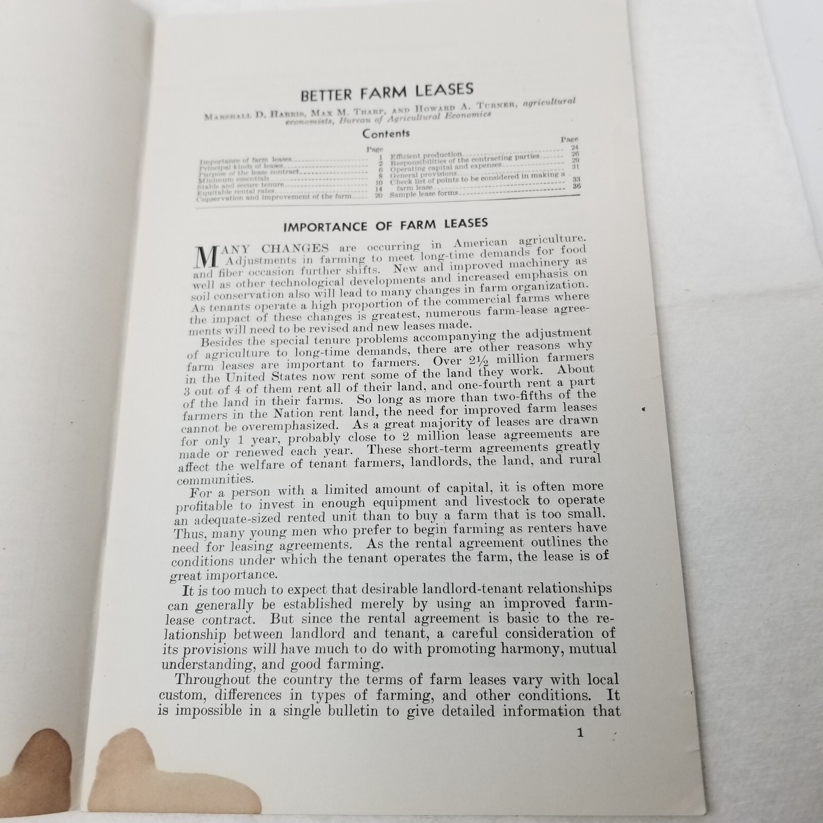 Better Farm Leases 1946 Farmers’ Bulletin Booklet 1969 USDA Guide Checklists